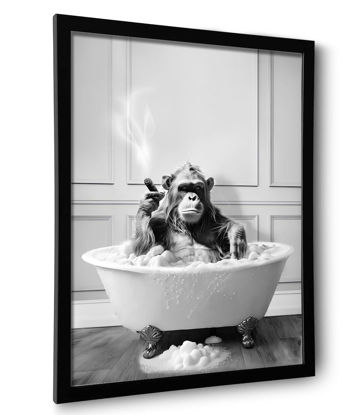 Picture of Framed Bathroom Decor Wall Art, Chimpanzee in Bathtub, Black and White Wall Art, Funny Bathroom Wall Decor Signs, Cute Animal Art Home Decor (Framed,8''x10'')