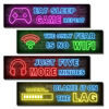 Picture of 4 Pcs Printed Neon Gaming Posters, Teen Boys Room Decorations, gamer wall art Decor for bedroom Wooden