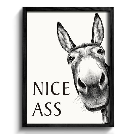 Picture of Heiple Framed Bathroom Art Bathroom Wall Decor Farmhouse Home Bathroom Decor Sets Vintage Funny Wall Art Bathroom Signs (11"x14" Black Framed, Donkey)