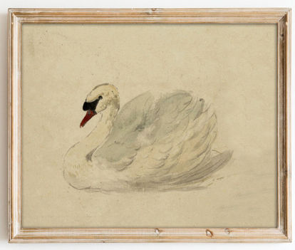 Picture of Kizbok Vintage Wall Art Decor Classical Swan Canvas Prints Farmhouse Wall Decor Rustic Watercolor Swan Vintage Art Pictures for Bedroom Bathroom Office Decor(8" x 10"-UNFRAMED)