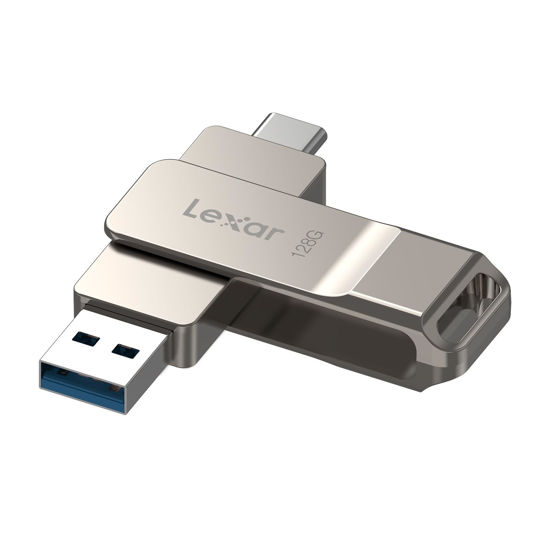 Picture of Lexar D40E 128GB Dual Drive USB 3.2 Gen 1 Type-C™ Jump Drive, USB-C Flash Drive Metal Housing Swivel Design Thumb Drive (LJDD40E128G-BNSNG)