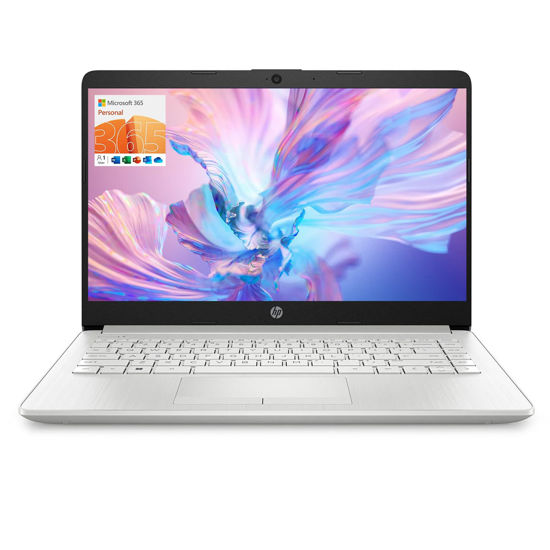 Picture of HP Portable Laptop, Student and Business, 14" HD Display, Intel Quad-Core N4120, 8GB DDR4 RAM, 64GB eMMC, 1 Year Office 365, Webcam, RJ-45, HDMI, Wi-Fi, Windows 11 Home, Silver