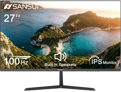 Picture of SANSUI Monitor 27 Inch IPS 100Hz Computer Monitor, Built-in Speakers FHD 1080P HDR Adaptive Sync Tilt Adjustable Frameless VESA Compatible for Office and Home (ES-27X3L)