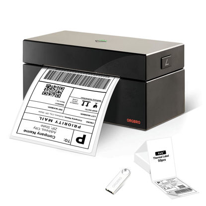 Picture of ORGBRO USB Shipping Label Printer, 4x6 Thermal Label Printer for Small Business, High Speed Sticker Printer for Commercial Grade Shipping Packages, Used for Amazon, Ebay, Shopify, USPS, Black