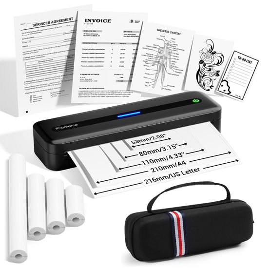 Picture of Phomemo Portable Printers Wireless for Travel, M832 Inkless Bluetooth Thermal Printer Support 8.5'' x 11'' US Letter & A4 Size, Compatible with iPhone Android Laptop for Mobile Office Home, with Case
