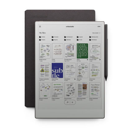 Picture of reMarkable Paper Pro Bundle - Mosaic Weave | Includes 11.8” reMarkable Paper Tablet, Marker Plus Pen with Eraser, and a Book Folio Cover in Mosaic Weave - Basalt