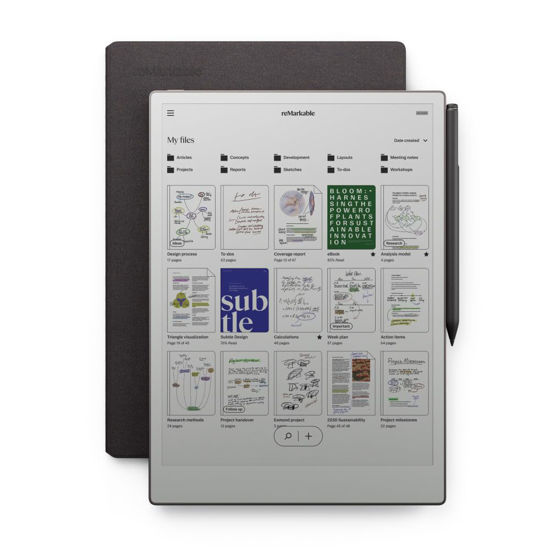 Picture of reMarkable Paper Pro Bundle - Mosaic Weave | Includes 11.8” reMarkable Paper Tablet, Marker Plus Pen with Eraser, and a Book Folio Cover in Mosaic Weave - Basalt