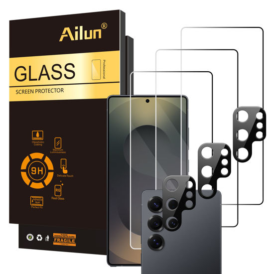 Picture of Ailun Glass Screen Protector for Galaxy S25 Ultra [6.9 Inch] 3Pack + 3Pack Camera Lens Tempered Glass Fingerprint Unlock 0.25mm Ultra Clear Anti-Scratch Case Friendly [Not For S25/S25 Plus]