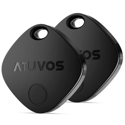 Picture of ATUVOS Air Tags-2 Pack, Bluetooth Luggage Tracker Works with Apple Find My APP (iOS Only, Not for Android), Keys Finder and Item Locator for Luggage, Backpack, Suitcases, Replaceable Battery (Black)
