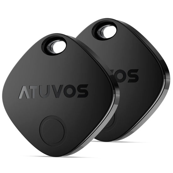 Picture of ATUVOS Air Tags-2 Pack, Bluetooth Luggage Tracker Works with Apple Find My APP (iOS Only, Not for Android), Keys Finder and Item Locator for Luggage, Backpack, Suitcases, Replaceable Battery (Black)