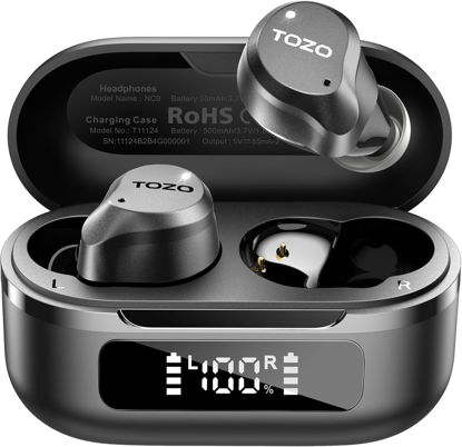 Picture of TOZO Hybrid Active Noise Cancelling Wireless Earbuds, 6 Mics ENC Clear Call, IPX8 Waterproof, in Ear Bluetooth 5.3 Headphones Stereo Bass Ear Buds 59H Playtime with LED Display 32 EQs via APP