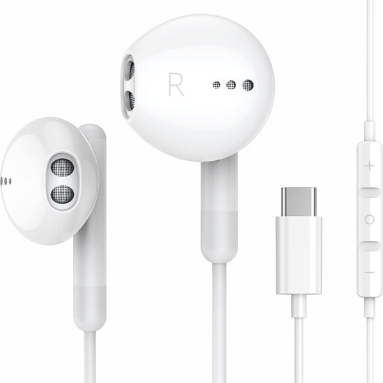 Picture of USB C Headphones for iPhone 16 15 Pro Max Plus iPad Pro USB C Earphones with Microphone Volume Control USB C Wired Earbuds USB Type C Earphone for Google Pixel 8 7 6A 5 Samsung S24 S23 S22 S21 S20 A55