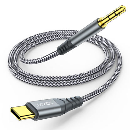 Picture of JXMOX USB C to 3.5mm Audio Aux Jack Cable (4ft), Type C to 3.5mm Headphone Car Stereo Cord Compatible with iPhone 16 Pro Max 15 Pro Max, Samsung Galaxy S24 S23 S22 S21 Note 20, Pixel 4 5 XL, iPad Pro