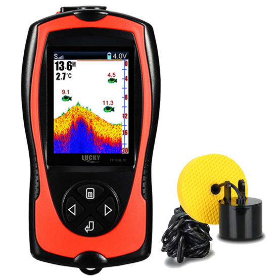 Picture of LUCKY Portable Fish Finder Handheld Kayak Fish Finders Wired Fish Depth Finder Sonar Sensor Transducer for Boat Fishing Sea Fishing