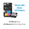 Picture of HP 923 Black, Cyan, Magenta, Yellow Ink Cartridges (4-Pack) | Works OfficeJet 8120 Series, OfficeJet Pro 8130 Series | Eligible for Instant Ink | 6C3Y6LN