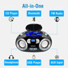 Picture of MEGATEK Portable CD Boombox with FM Stereo Radio, Bluetooth, USB Port, and Backlit LCD Display | CD-R/CD-RW/MP3-CD Compatible | AUX Input | Headphone Jack | Programmable CD Player - Black