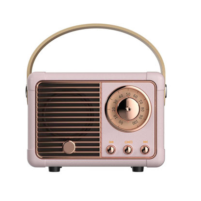 Picture of Dosmix Retro Bluetooth Speaker, Vintage Decor, Small Wireless Bluetooth Speaker, Cute Old Fashion Style for Kitchen Desk Bedroom Office Outdoor Accessories for Android/iOS Devices (Pink)