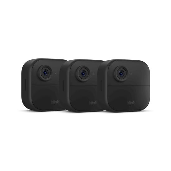 Picture of Blink Outdoor 4 (newest model), Wire-free smart security camera, two-year battery life, two-way audio, HD live view, enhanced motion detection, Works with Alexa - 3 camera system