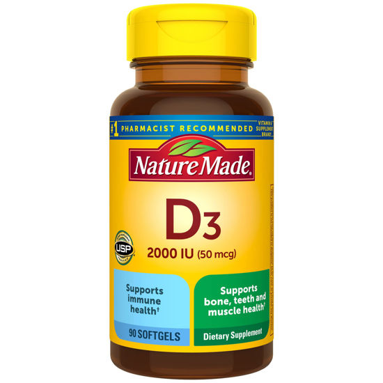 Picture of Nature Made Vitamin D3 2000 IU (50 mcg), Dietary Supplement for Bone, Teeth, Muscle and Immune Health Support, 90 Softgels, 90 Day Supply