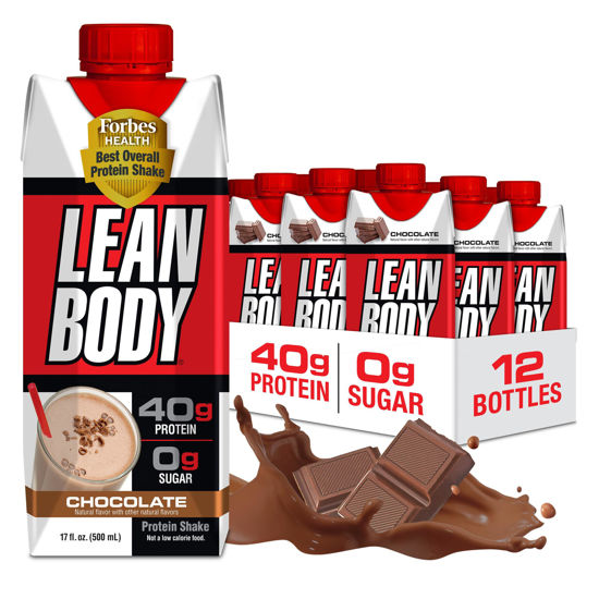 Picture of Lean Body Ready-to-Drink Chocolate Protein Shake, 40g Protein, Whey Blend, 0 Sugar, Gluten Free, 22 Vitamins & Minerals, LABRADA, 17 Fl Oz (Pack of 12)
