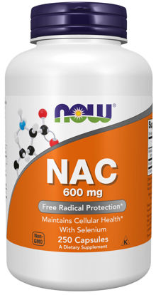 Picture of NOW Supplements, NAC (N-Acetyl Cysteine) 600 mg with Selenium, 250 Veg Capsules