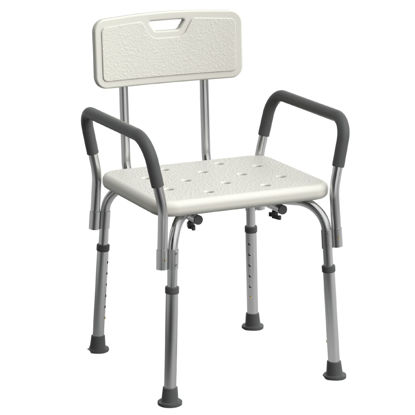 Picture of Medline Shower Chair Seat with Padded Armrests and Back | Heavy Duty Shower Chair for Bathtub | Slip Resistant Shower Seat with Adjustable Height | Shower Chair for Inside Shower with 350 lb Capacity