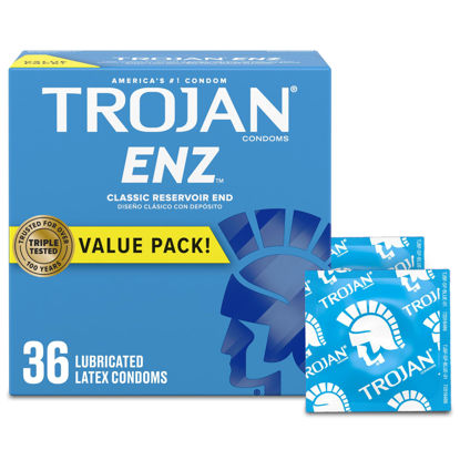 Picture of TROJAN ENZ Lubricated Condoms, Latex Condoms For Contraception and STI Protection, America’s Number One Condom, 36 Count Value Pack