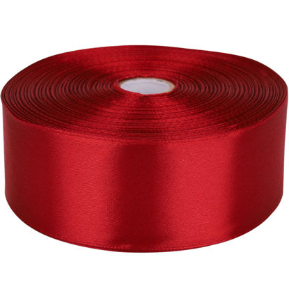 Picture of Baocuan 1-1/2 inch Wine red Satin Ribbon 50 Yards Solid Fabric Ribbons Roll for Wedding Invitations, Bridal Bouquets, Sewing, Party Decorations, Gift Wrapping and More