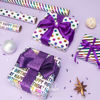 Picture of Ribbli Birthday Wrapping Paper Iridescent Gift Wrapping Paper Mini Roll, 3 Rolls Happy Birthday Polka Dots Stripes Printed Assortment - 17 inch x 120 inch(10feet) Per Roll