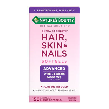 Picture of Nature's Bounty Advanced Hair, Skin & Nails, Argan-Infused Vitamin Supplement with Biotin and Hyaluronic Acid, 150 Rapid Release Softgels