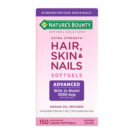 Picture of Nature's Bounty Advanced Hair, Skin & Nails, Argan-Infused Vitamin Supplement with Biotin and Hyaluronic Acid, 150 Rapid Release Softgels
