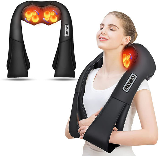 Picture of AERLANG Shiatsu Back and Neck Massager, Back Massager Deep Tissue Kneading Massager Neck and Shoulder Massager with Heat, Electric 4D Massage Pillow Fathers Day Dad Gifts from Daughter(NOT Cordless)
