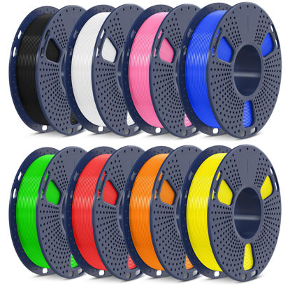 Picture of SUNLU High Speed PLA Filament Mini Pack, 30mm/s - 600mm/s Print Range, High Flow Speedy 3D Printer PLA Filament Bundle, 250g/Spool, Black+White+Green+Blue+Red+Orange+Yellow+Pink