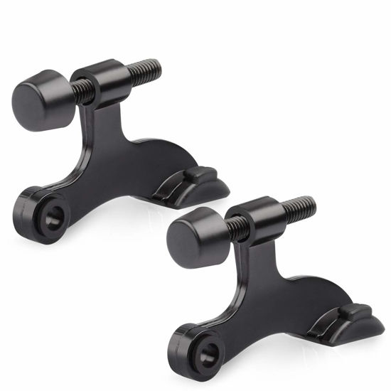 Picture of HOMOTEK 2 Pack Hinge Pin Black Door Stopper,Adjustable Deluxe Heavy Duty Door Stopper 2-1/2"x1-3/4”,with Black Rubber Bumper Tips