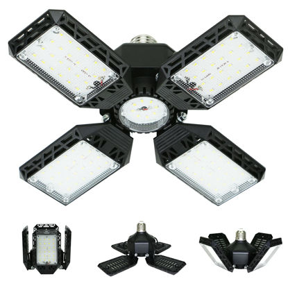 Picture of QiyuanLS LED Garage Light,150W Deformable LED Garage Ceiling Lights,15000LM Garage Lights with 4 Adjustable Panels, E26/E27 LED Shop Lights for Garage, Basement, Barn, Workshop,High Bay Light