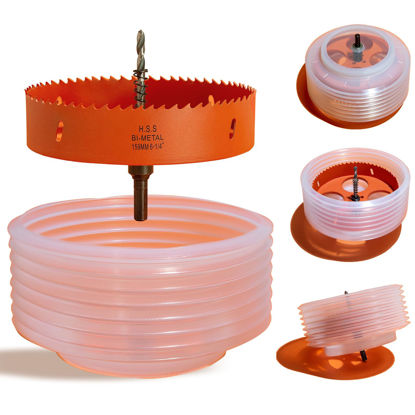 Picture of VIKITON 6.25 Hole Saw for Recessed Lights Can Lights, 6-1/4 Inch Hole Cutter with Dust Bowl Catcher for Led Recessed Lighting 6 Inch and Wood Metal Drywall, Bi-Metal Construction