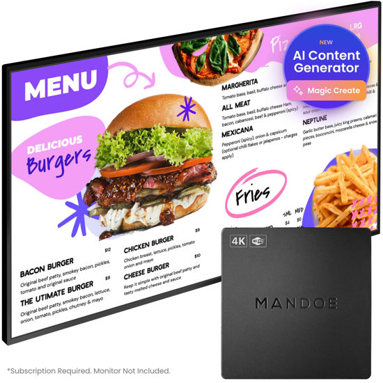 Picture of Mandoe Essentials Digital Signage Displays - Digital Signage Player for Digital Menu Board. World-Class Templates.