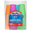 Picture of Hefty Party On Disposable Plastic Cups, Assorted, 16 Ounce, 100 Count