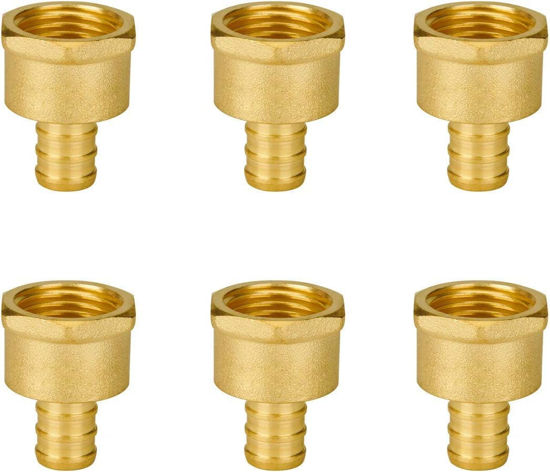 Picture of SUNGATOR 6-Pack 1/2" Pex Female Adapter Fittings, 1/2" PEX to 1/2" Female NPT Fittings, No Lead Brasss, NSF, UPC Certified
