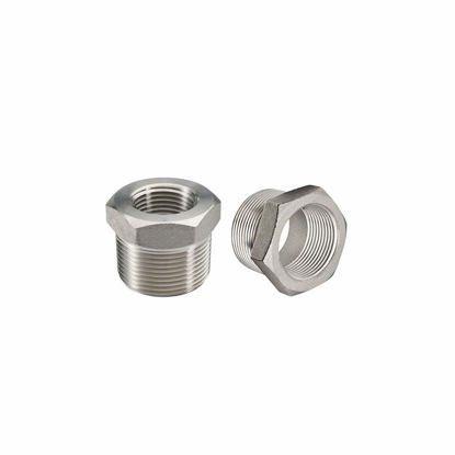 Picture of Beduan Stainless Steel Reducer Hex Bushing, 1/2" Male NPT to 1/4" Female NPT, Reducing Cast Pipe Adapter Fitting(Pack of 2)