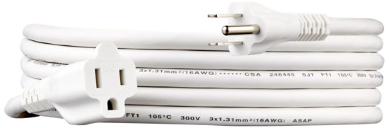 Picture of Amazon Basics Power Extension Cord, 10 Feet, 13 Amps, 125V, White