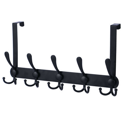 Picture of Encozy Over The Door Hooks,Coat Rack for Hanging Clothes Hat Towel (Heavy Duty Black 1pcs) …