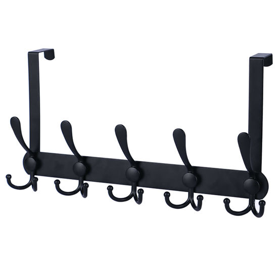 Picture of Encozy Over The Door Hooks,Coat Rack for Hanging Clothes Hat Towel (Heavy Duty Black 1pcs) …