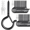 Picture of PlusRoc 20 Pack Screw Hooks for Outdoor String Lights, Heavy Duty 2.2 Inch Black Eye Hook Cup Hook Q-Hanger for Hanging, Wall Wood Ceiling Deck Mount