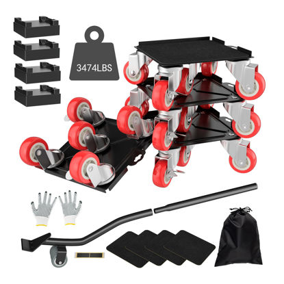 Picture of 【Upgrade Large】 Furniture Dolly,Furniture Movers with 5 Wheels,Carbon Steel Panel Heavy Duty Dolly,Furniture Lifter with 5 360° Rotatable Rubber Universal Wheels,Maximum Load 3474LBS