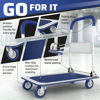 Picture of Upgraded Foldable Push Cart Dolly | 330 lbs. Capacity Moving Platform Hand Truck | Heavy Duty Space Saving Collapsible | Swivel Push Handle Flat Bed Wagon - Blue