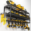 Picture of YYR Heavy Duty Power Tool Organizer Wall Mount, Cordless Drill Hanger Storage Rack, Battery Tools Holder with Charging Station Shelf for Garage Organization, Workshop, Pegboard, Shed - 32 Inch 8 Slots