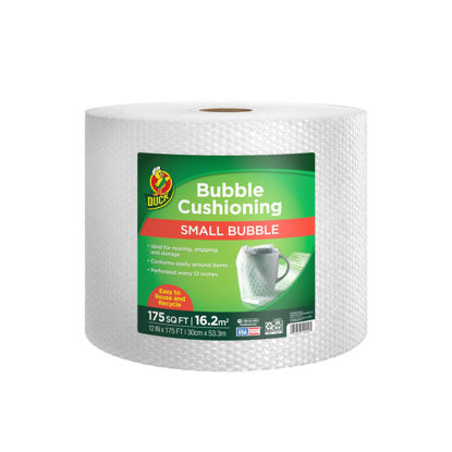 Picture of Duck Brand Small Bubble Cushioning Wrap for Moving & Shipping - 175 FT Bubble Packing Wrap for Extra Protection Packaging Boxes & Mailers - Clear Bubble Roll Moving Supplies, Perforated Every 12 IN