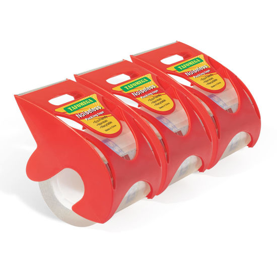 Picture of Packing Tape with Dispenser Clear Noiseless Packaging Tape for Shipping Moving Strong Sealing Adhesive Industrial Depot Tapes for Storage 1.96 inch x 33 Yards 1” Core 3 Pack