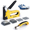 Picture of Upholstery 4 in 1 Staple Gun Heavy Duty, with 6000 Staples, Remover, Gloves, Manual Brad Nailer Power Adjustment Stapler Gun for Wood, Upholstery, Carpentry, Decoration DIY Staple Gun